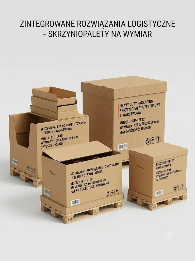 Skrzyniopalety z tektury falistej na wymiar: modele z różną nośnością na paletach
